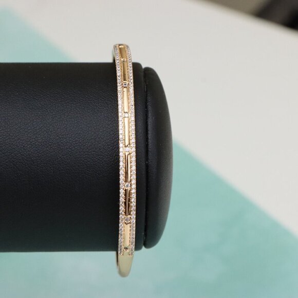 Elegant Dual Row Diamond-Cut Rose Gold Bangle for Women, XPBL0442 - Picture 8 of 11